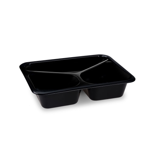 Menu bowl (PP) Reware Lunch 3-piece reusable black 227 x 178 x 49 mm [20 pcs]