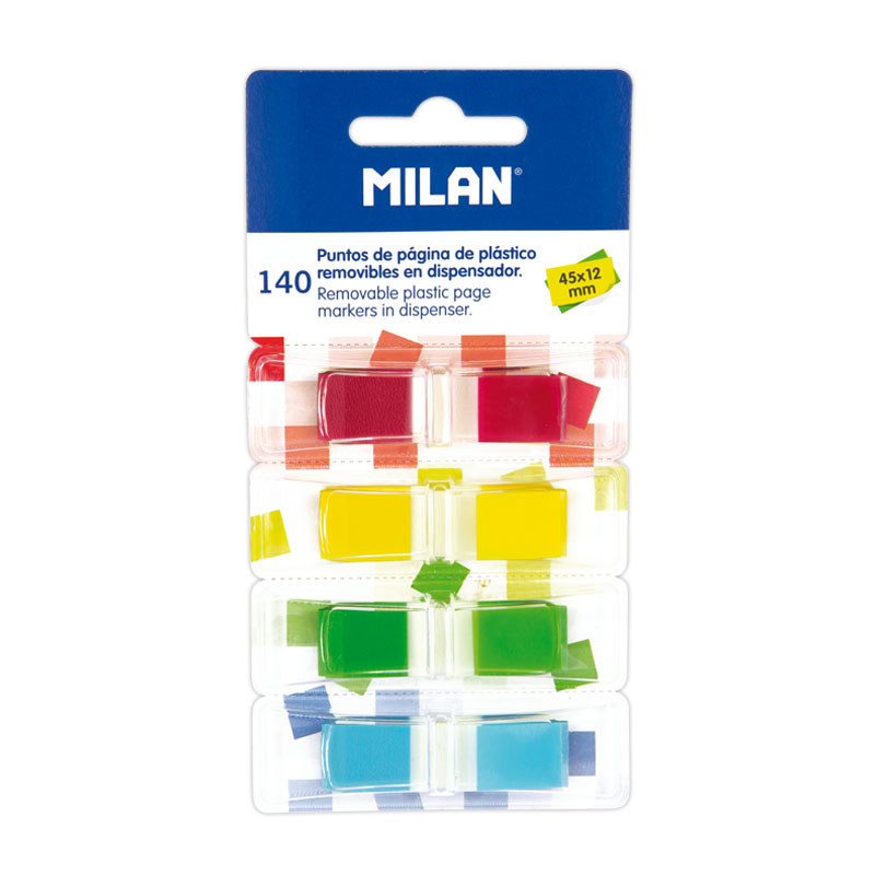Záložka lepiaca MILAN PVC 45x12 mm 4 farby (140 ks)
