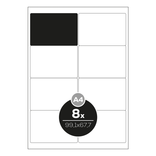 Labels Top Stick A4/100 pcs, 99.1x67.7 mm - 8 labels, white