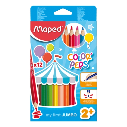 Pastelky trojhranné - hrubé MAPED "COLOR`PEPS MAXI", 12 ks