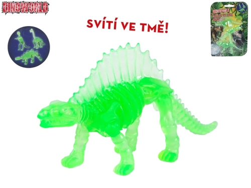 Dinoworld 2asstd 3pcs of 8-9cm plastic glow in the dark dinosaur on BC