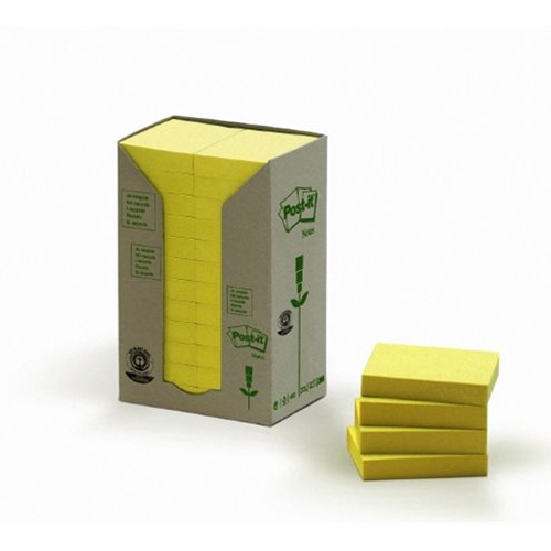 Self-adhesive pad, 38x51 mm, 24x100 sheets, ecological, 3M POSTIT, yellow