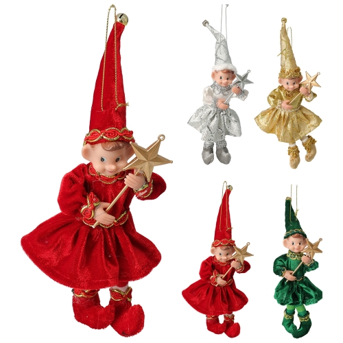 Christmas ornament - Leprechaun 19 cm with movable limbs (4 colours /price for 1 pc)