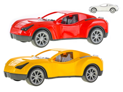 2asstd color (red, yellow) 38cm free wheel plastic sporting car 24m+ in net