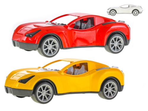2asstd color (red, yellow) 38cm free wheel plastic sporting car in net