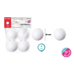 Guľa - polystyrénová 6 cm /4 ks