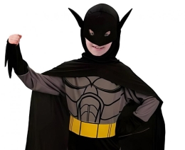 Children's superhero costume set featuring a bat (hooded cape, mask), size 110/120 cm