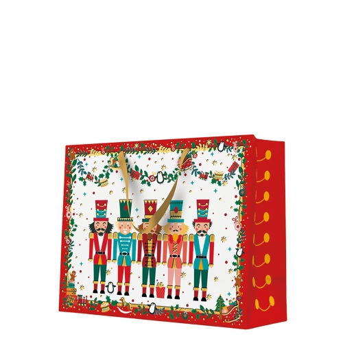 Horizontal Gift bag - Nutcracker with garlands 33,5x26,5x13 cn