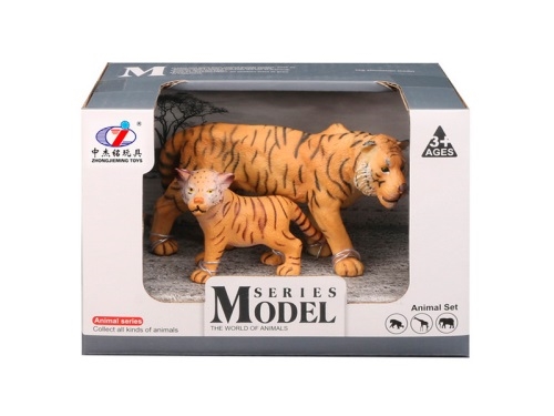 7-15cm plastic tiger with cub in OTB