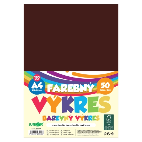 Farebný výkres A4 180g/m2, bal/50 ks - tmavo hnedá
