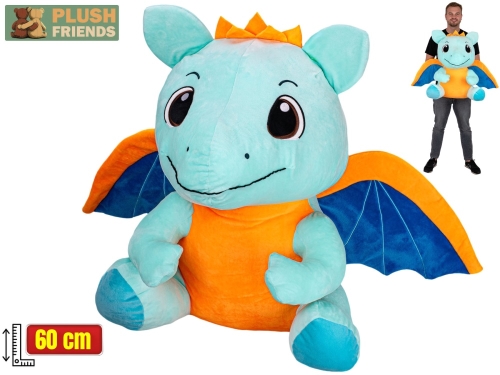 Plush Friends 60cm plush sitting light blue dragon 0m+