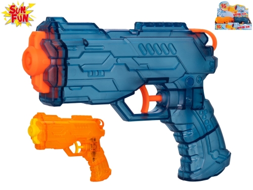 Sun Fun 2asstd color (orange,blue) 19cm plastic transparent water gun 12pcs in DBX