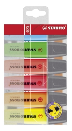 Zvýrazňovač STABILO BOSS ORIGINAL, sada 6 ks s rôznymi farbami