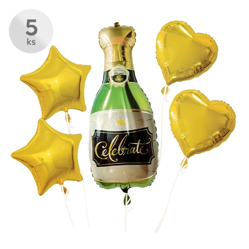 Balóny - Celebrate, sada 5 ks, 2 ks/ 45 cm | 2 ks/48 cm | 1 ks/46x94 cm