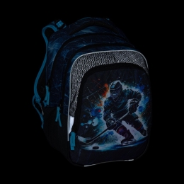 Set school backpack BagMaster Beta 26 D + pencil case + pouch - Hockey (7)