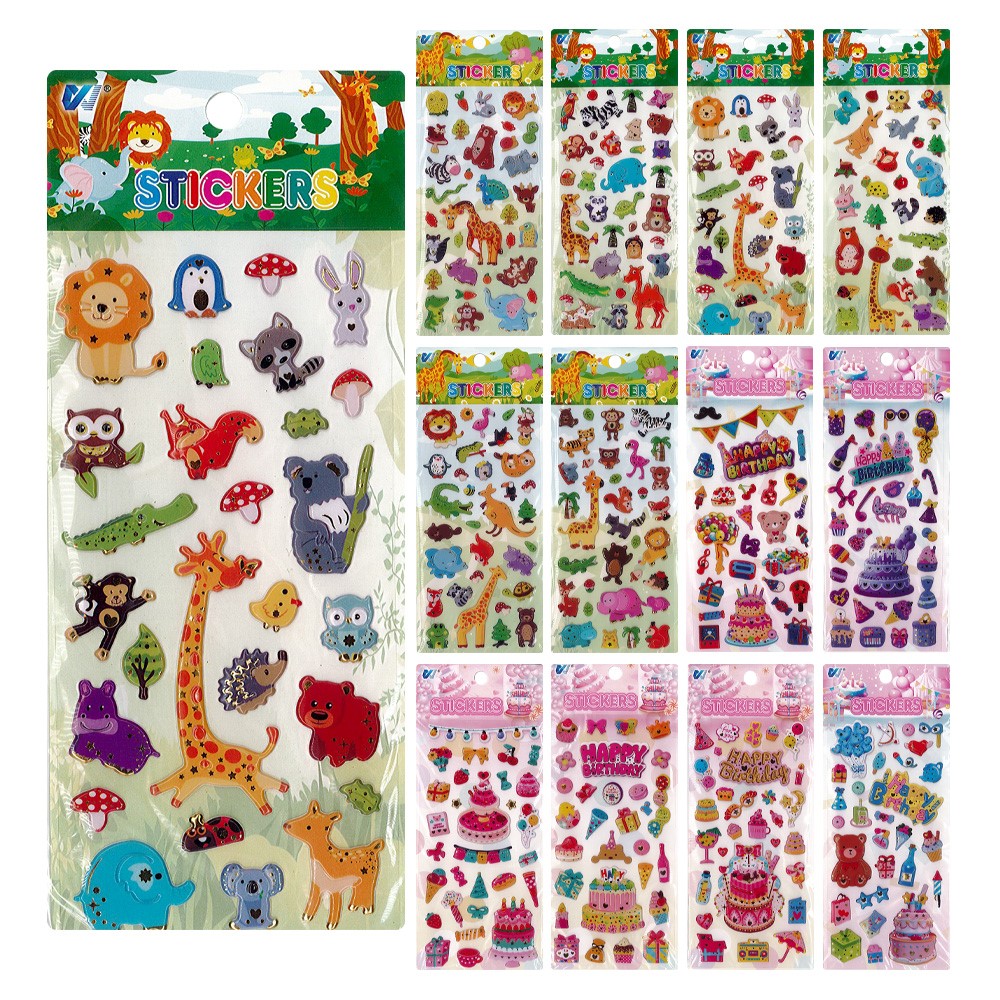 PVC stickers on blister (mix of designs)