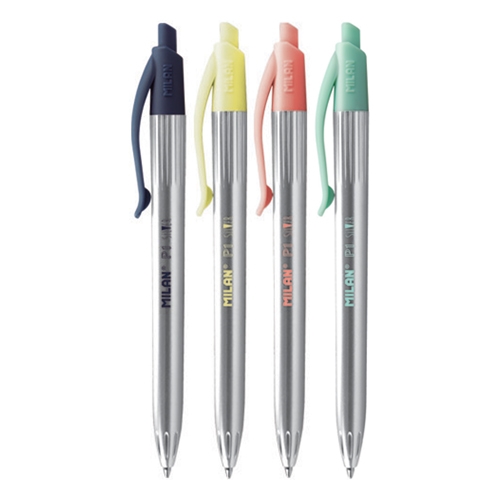 Ballpoint pen MILAN P1 Silver 1.0 mm - blue