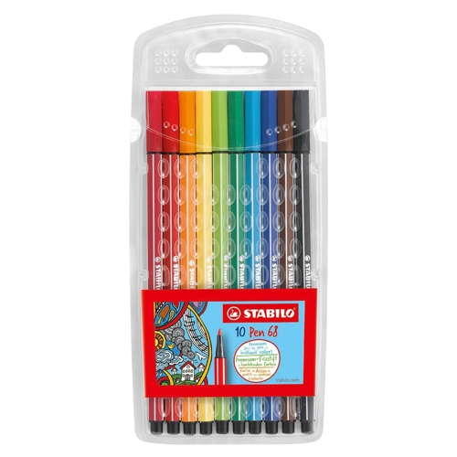 Fiber markers STABILO Pen 68, 10 colors 1 mm