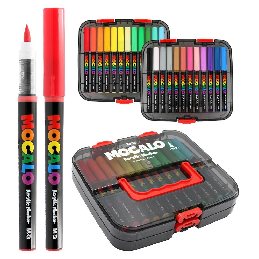 M&G MOCALO Acrylic Marker, brush tip (set of 24 colors)