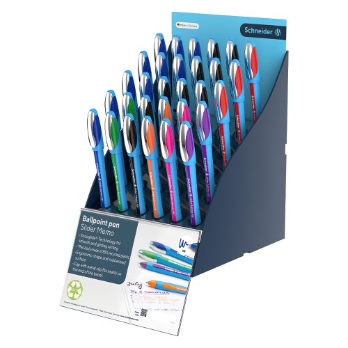 Schneider Pero Ballpoint Pen Slider Memo SiS Display Stand, 30-piece set