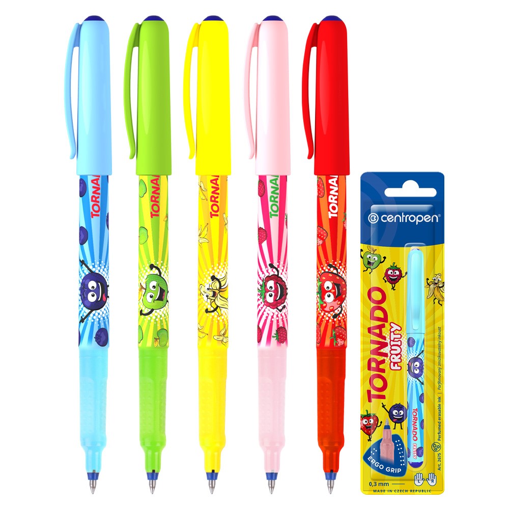 Pero guľôčkové CENTROPEN 2675 Tornado Fruity, blister - modrá náplň /1ks