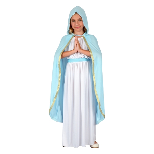 St. Mary costume (dress, hooded cloak, belt), size 110 /120 cm