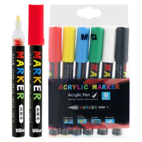 Popisovač M&G Acrylic Marker Basic, hrot 2 mm - sada 6 ks