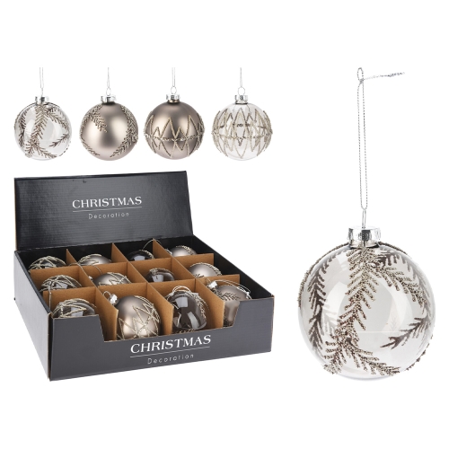 XMAS BALL 80MM BLACK/GOLD