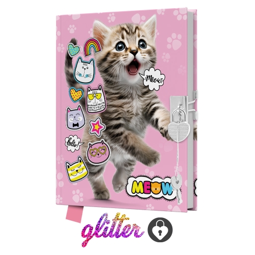 JUNIOR 14x18 cm, 80 sheets, clear with lock - Meow