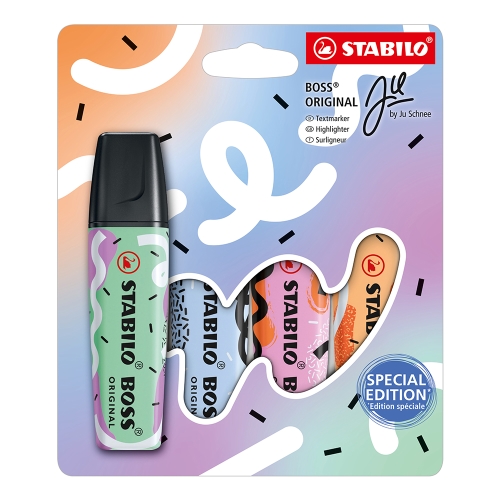 Highlighter STABILO BOSS ORIGINAL Pastel by Ju Schnee - set of 4 pcs