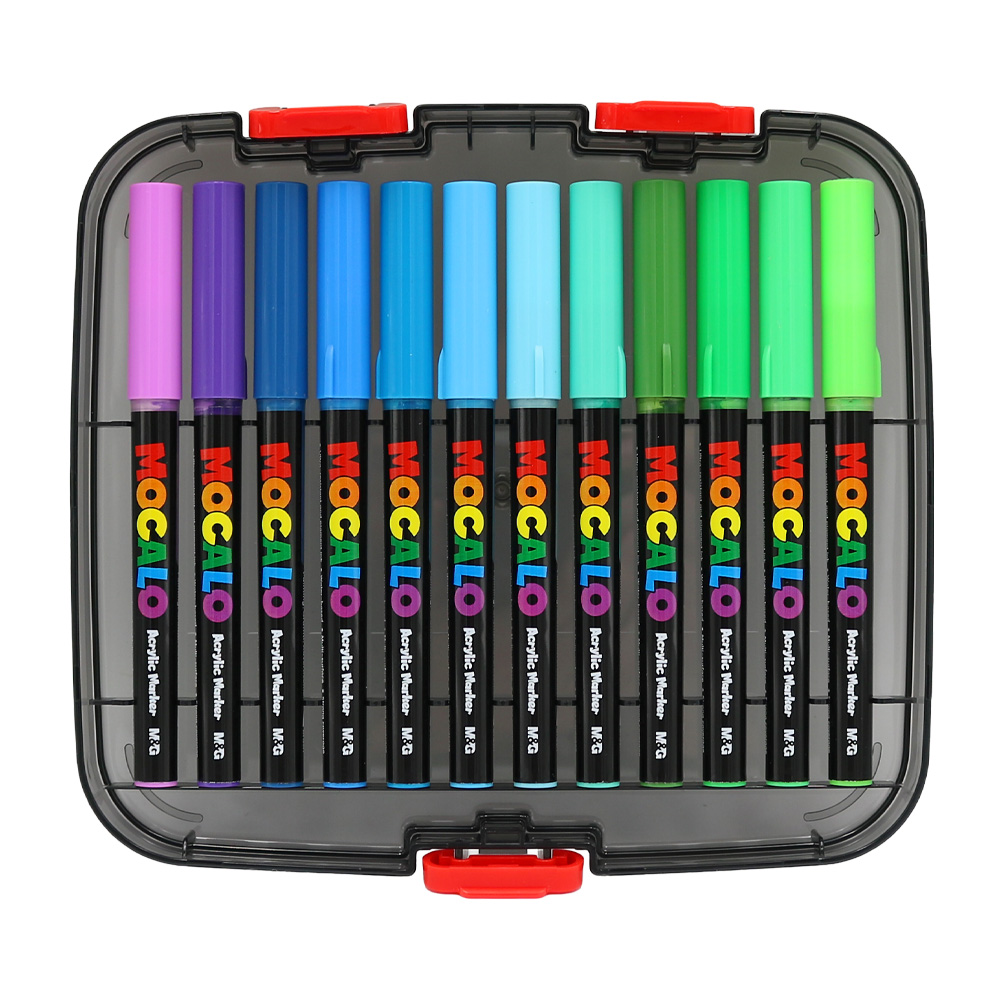 Popisovač M&G MOCALO Acrylic Marker, štetcový hrot (sada 36 farieb)