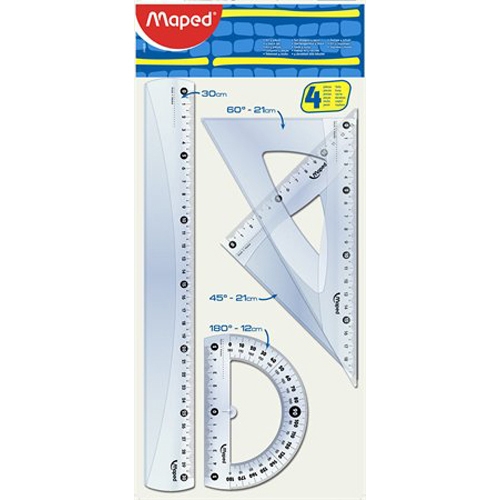 Ruler, 4 piece maxi set, plastic