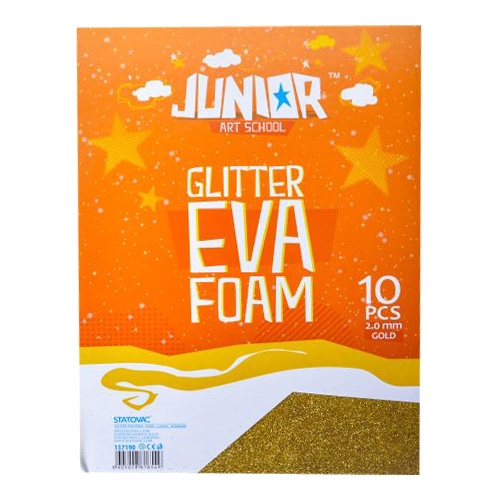Dekoračná pena A4 EVA Glitter zlatá 2,0 mm, sada 10 ks