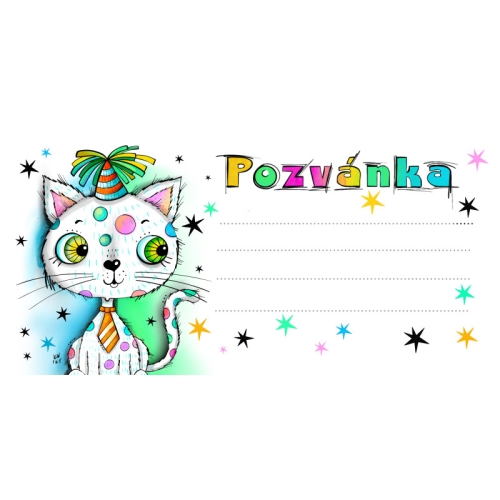 Children's party invitation - Cat, pack. 10 pcs