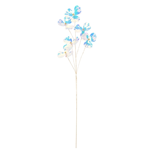Dekorácia - Kvet na stonke 69 cm, holografická biela
