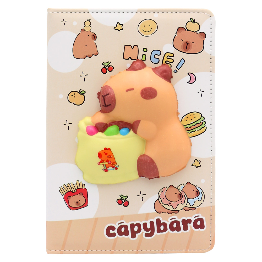 Detský zápisník A5, 80 listov, mäkká PU obálka - Capybara