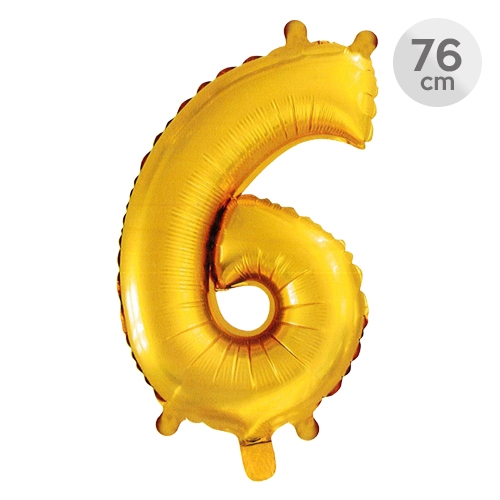 Balón narodeninový 76 cm - číslo 6, zlatýň