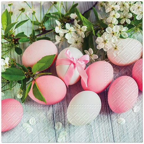 Napkins PAW L 33x33cm Eggs with flowers
