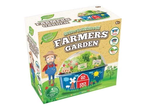 Grow&decorate - farmers play set w/3asstd of seeds&accessories in plastic planter in PBX