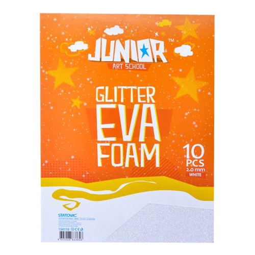 Dekoračná pena A4 EVA Glitter biela 2,0 mm, sada 10 ks