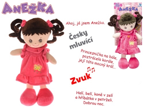 1style only (brunette) 36cm BO"try me" stuffed body doll w/Czech language 0m+ on TOC