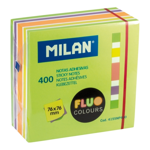 Blok lepiaci MILAN Fluo colours 76 x 76 mm 400 l. 