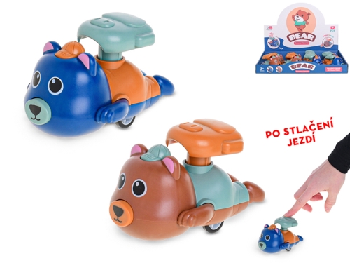 2asstd color (blue, brown) 11cm plastic press'n'go bear 12pcs in DBX