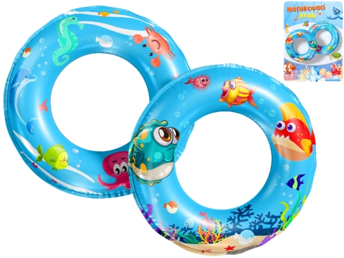 2asstd 51cm inflatable sea animals design swimmig ring in PP w/insert card