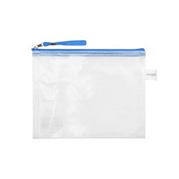 Mesh envelope with zipper PVC/A5, blue