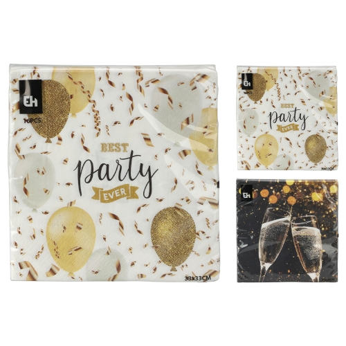 Napkins 33x33 cm (16 pcs in a pack) - 2 party designs