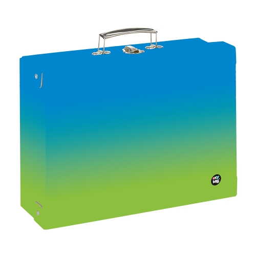 Briefcase laminated square A4 OXY Ombre Blue-green