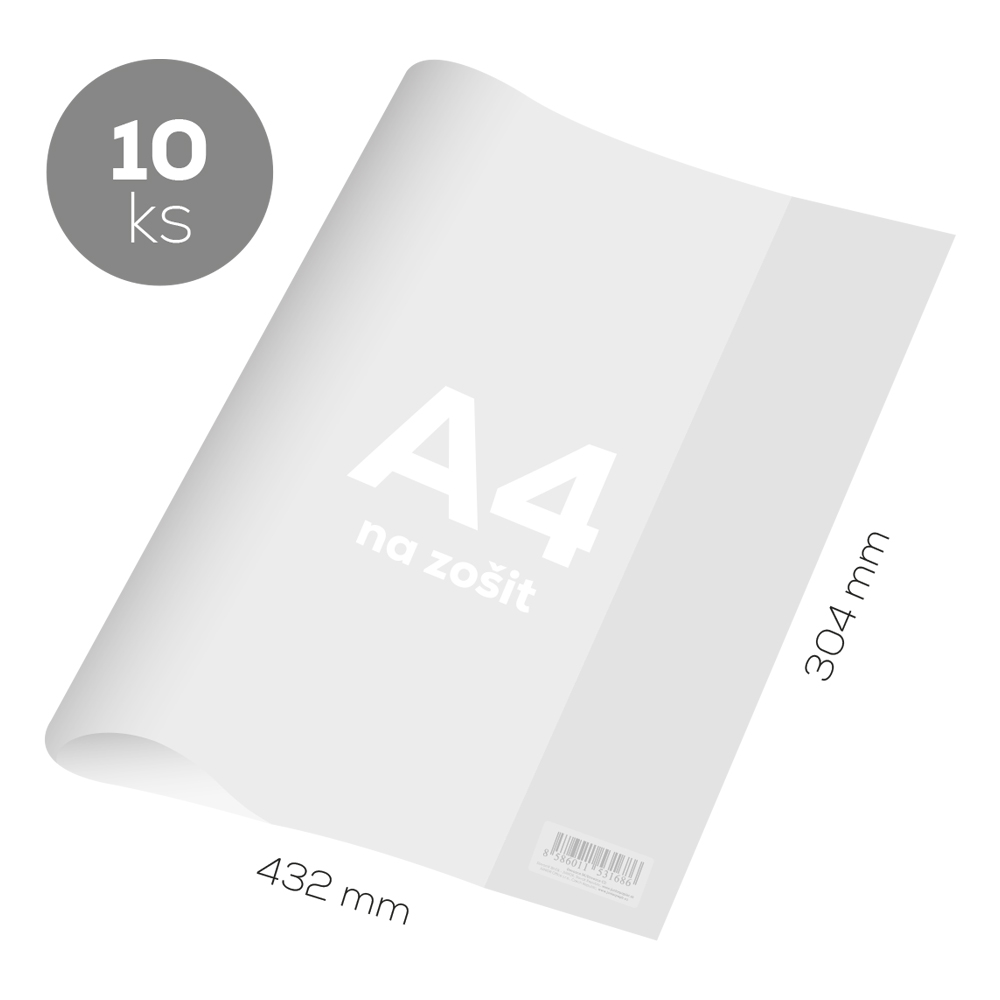 Obal na zošit A4 PVC 432x304 mm, hrubý/transparentný, 10 ks