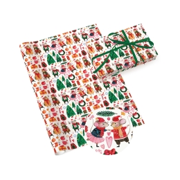 Gift paper 70 x 200 cm - Neutral 20 (mix of 5 Christmas designs) (5)