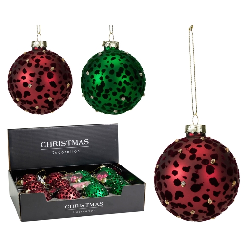 8 cm Glass Christmas Ball (Assorted Green and Red / Price per piece)